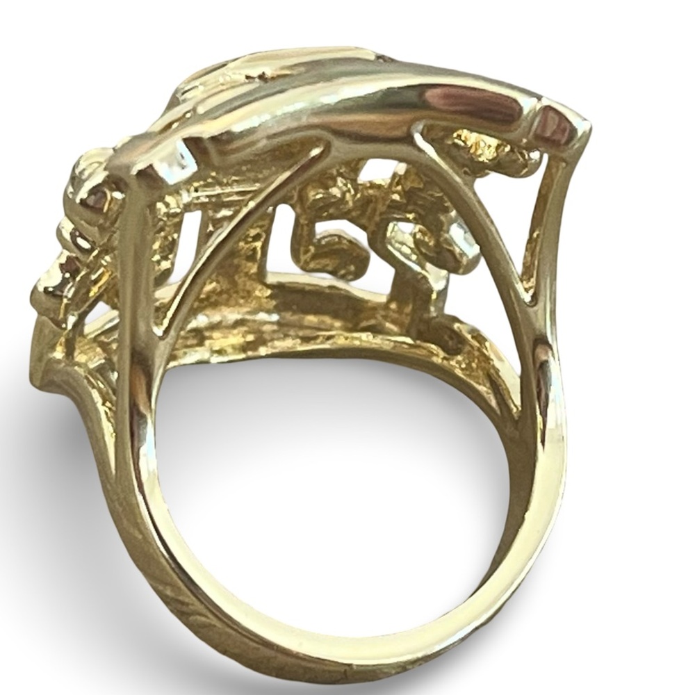Nicholas Liu Chinoiserie Cut Out Gold Statement Ring Size 8 - Picture 4 of 8